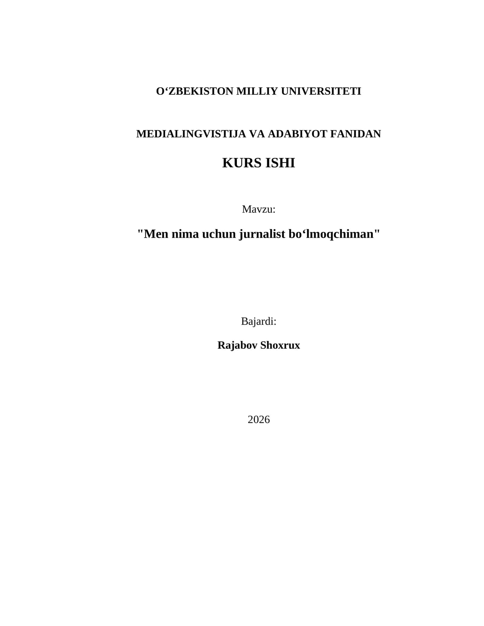 "Men nima uchun jurnalist boʻlmoqchiman" 1