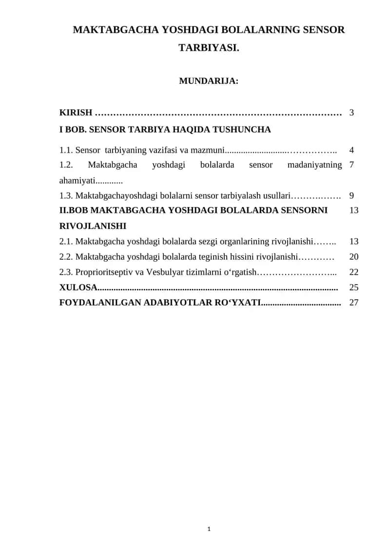 MAKTABGACHA YOSHDAGI BOLALARNING SENSOR TARBIYASI 1