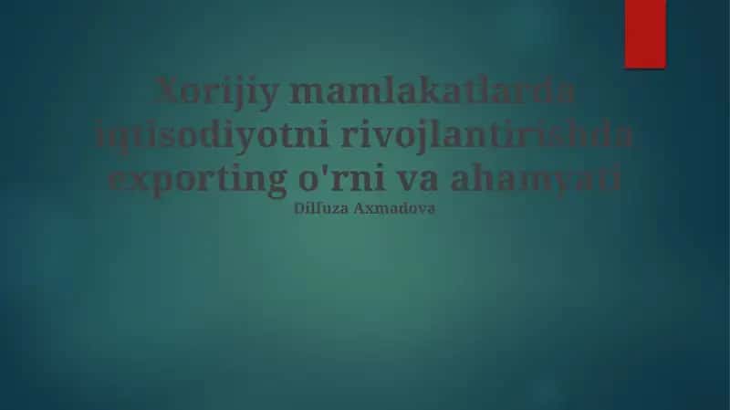 Eksportning qashshoqlikni kamaytirishdagi ta'siri 1