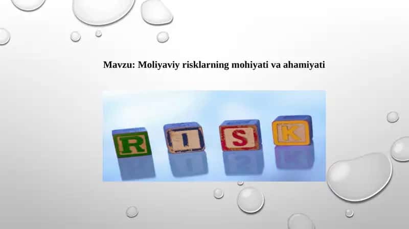 Moliyaviy risklarning mohiyati va ahamiyati 1