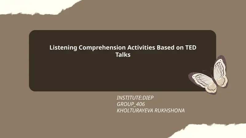 Listening Comprehension Activities Based on TED Talks 1