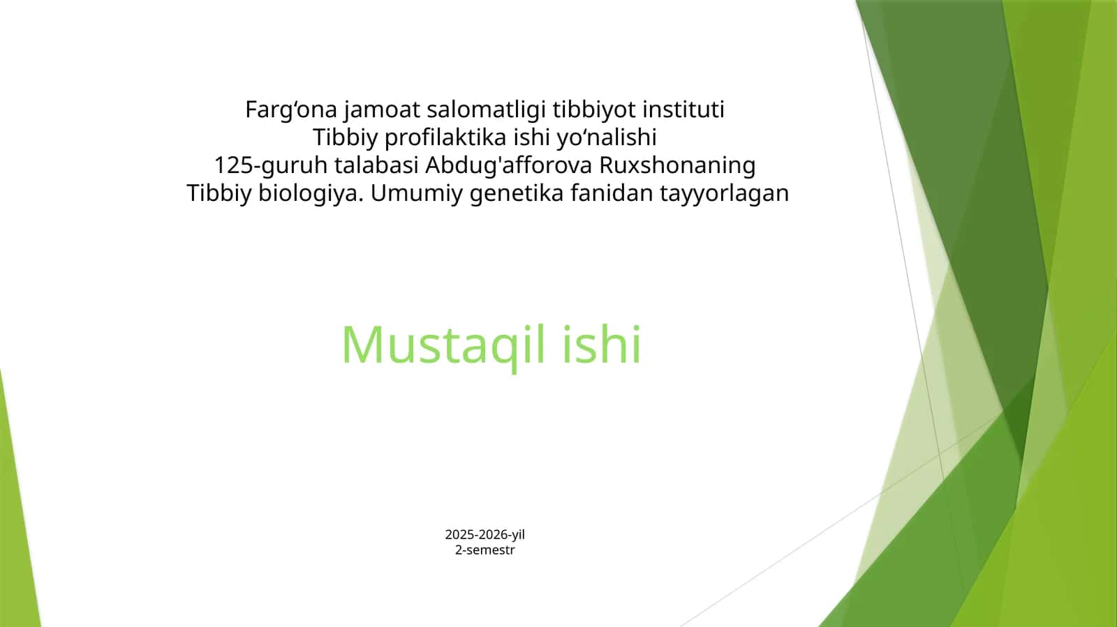 Tibbiy biologiya. Umumiy genetika 1