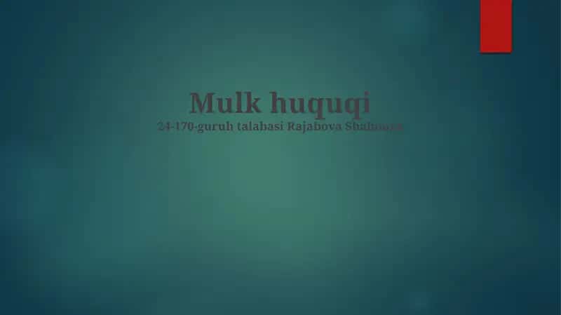 Mulk huquqi 1