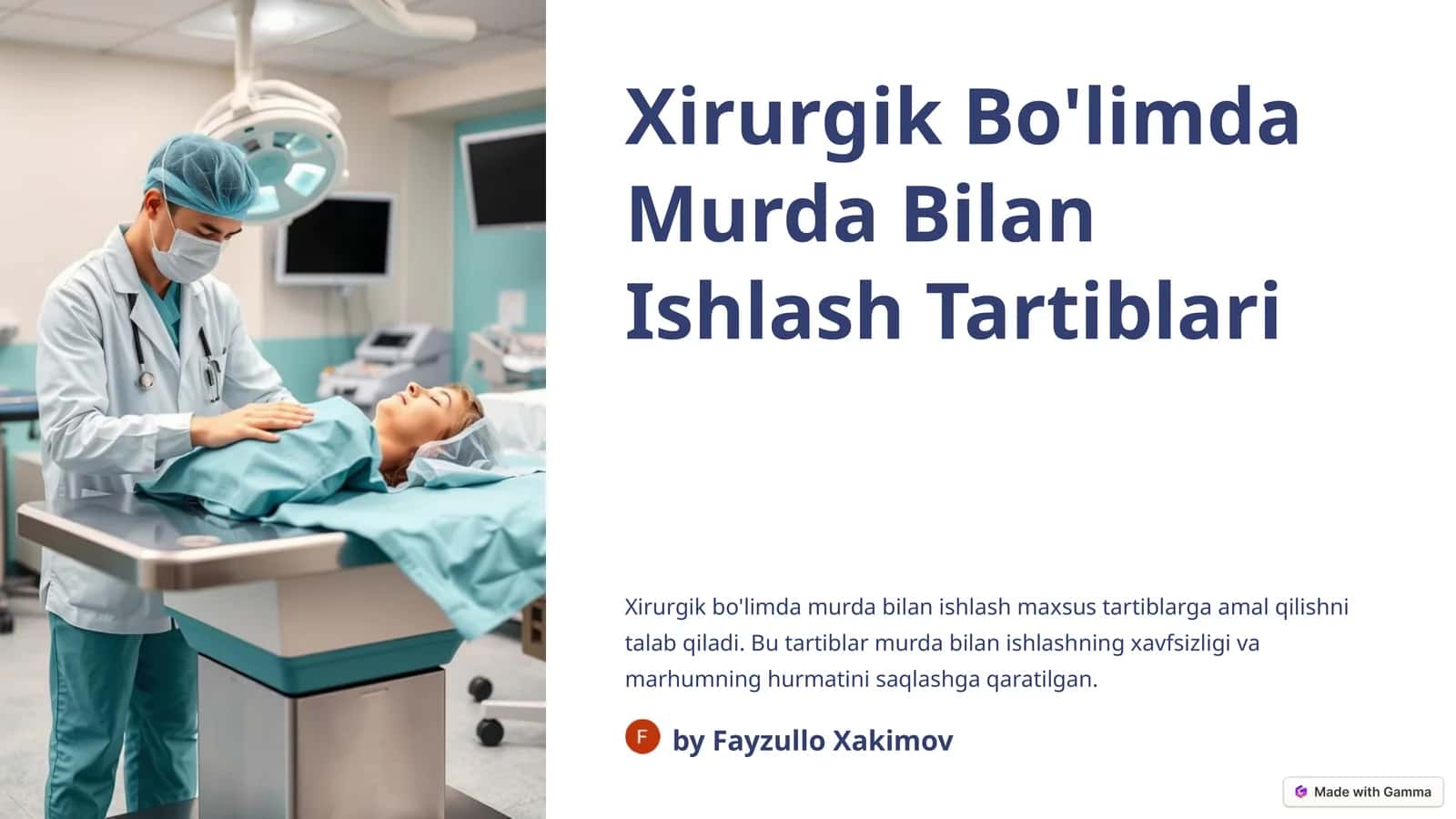 Xirurgik Bo'limda Murda Bilan Ishlash Tartiblari 1