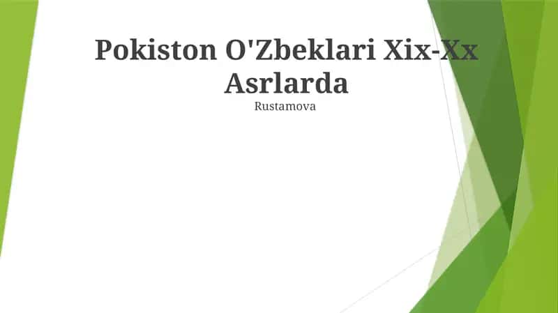 Pokiston O'Zbeklari Xix-Xx Asrlarda 1