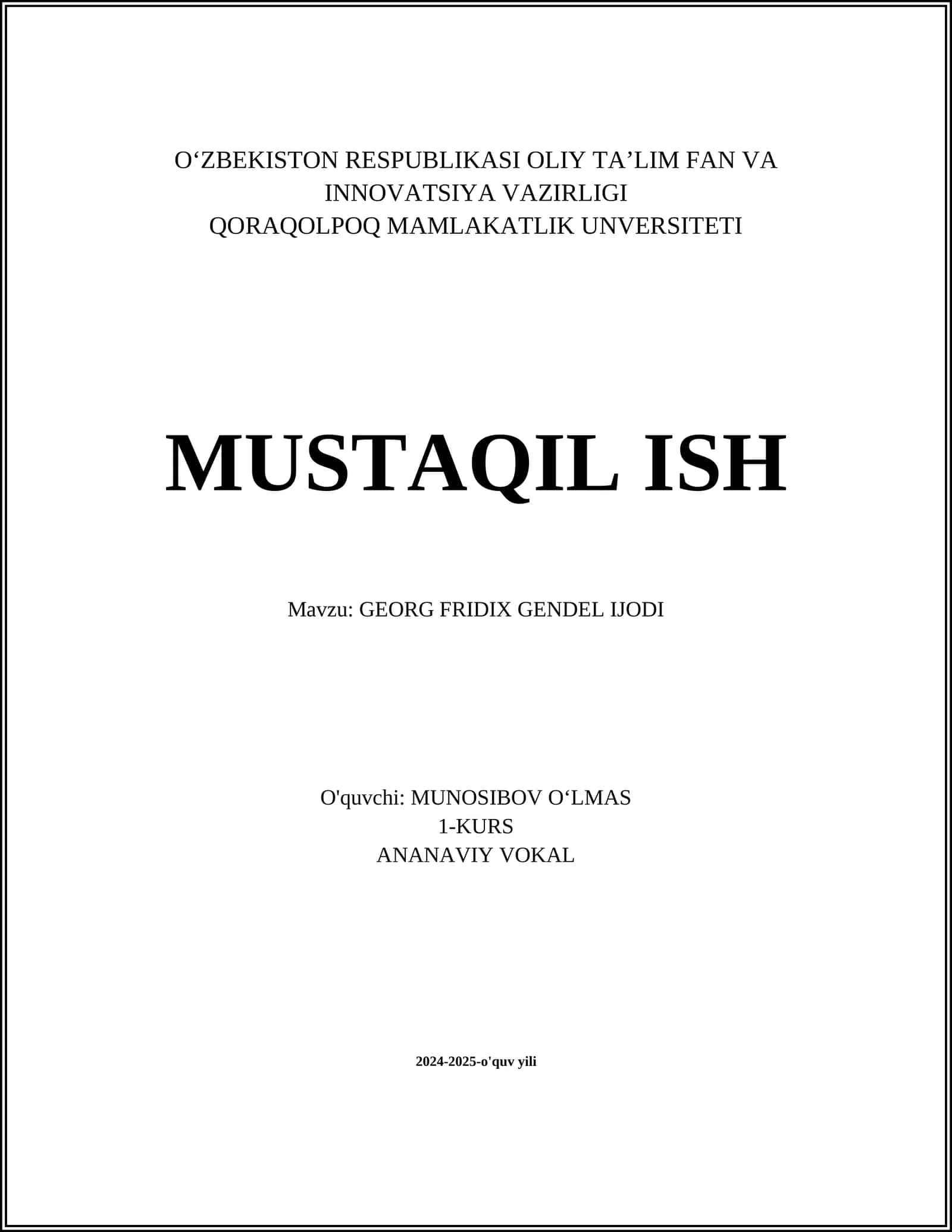 GEORG FRIDIX GENDEL IJODI 1
