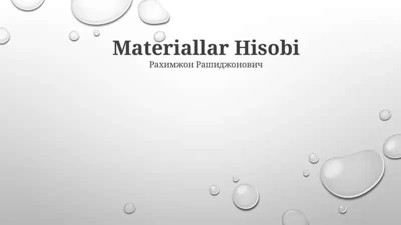 Materiallar Hisobi 1