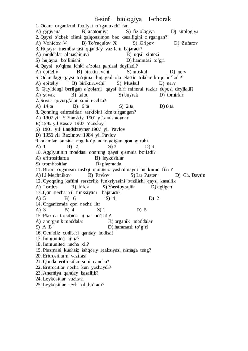 8-sinf biologiya I-chorak 1