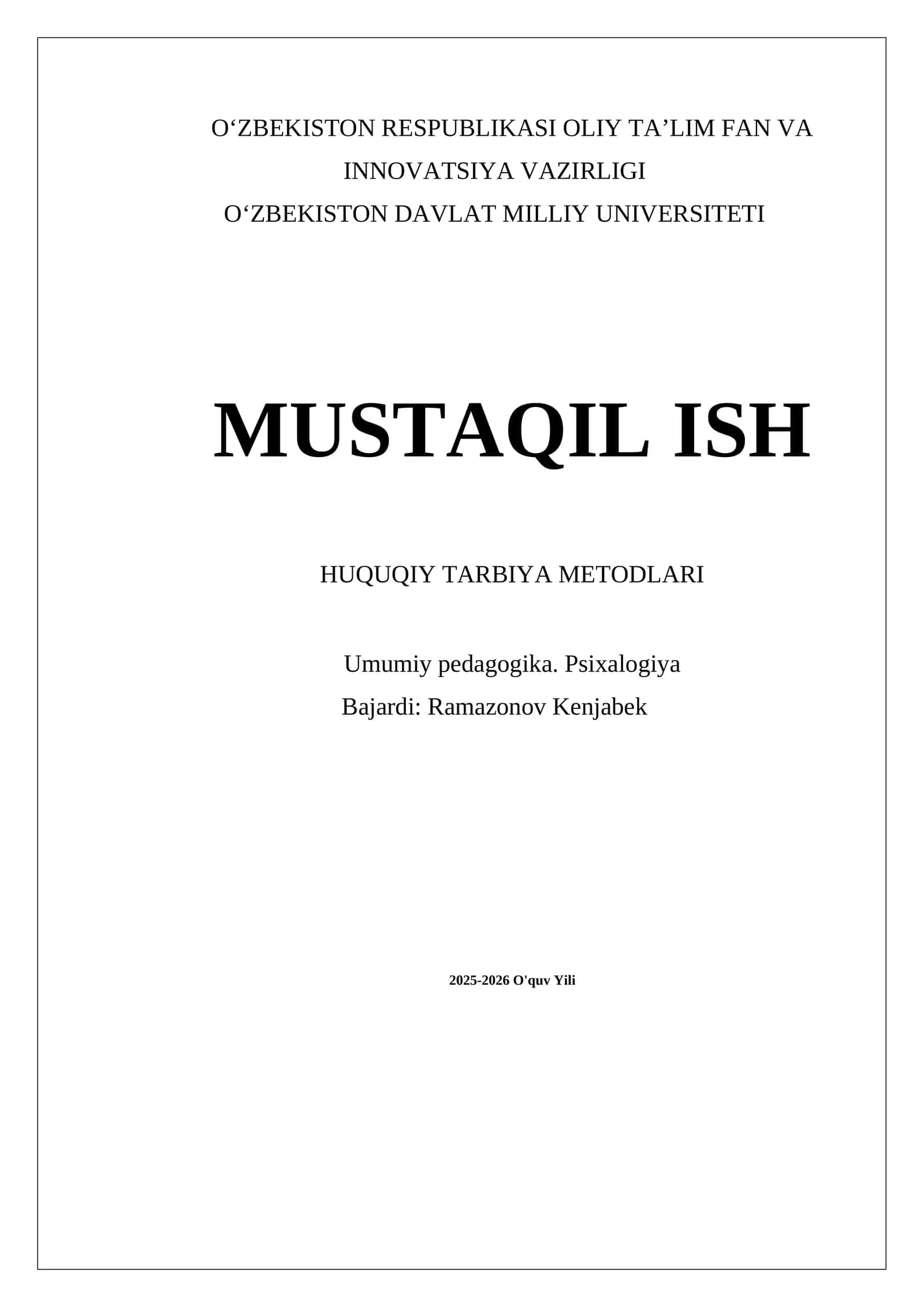 Huquqiy Tarbiya Metodlari 1