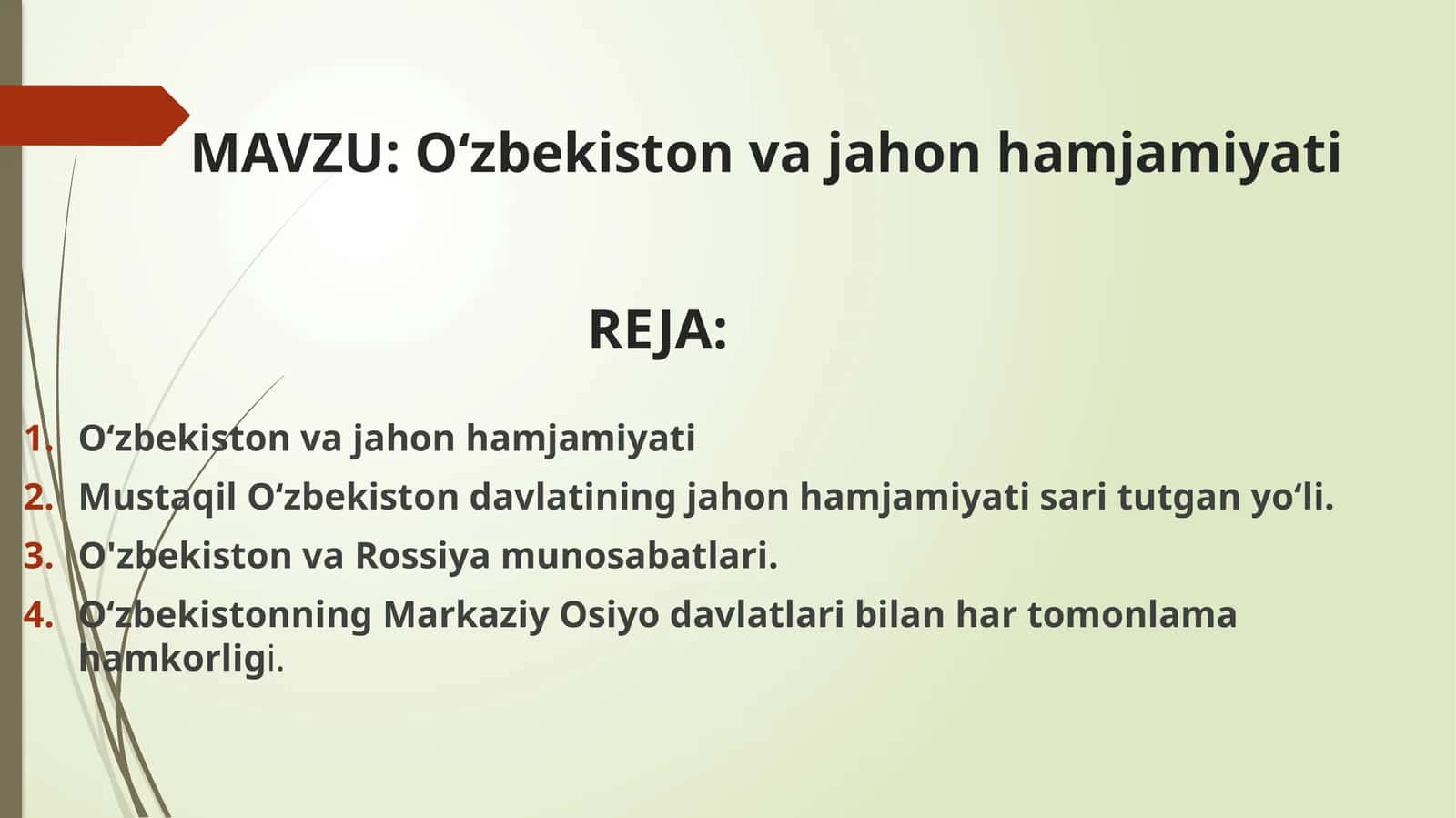 O‘zbekiston va jahon hamjamiyati 1