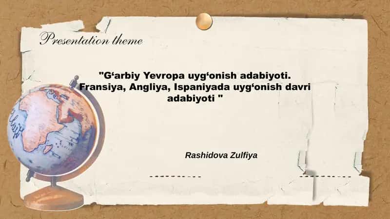 G‘arbiy Yevropa uyg‘onish adabiyoti 1