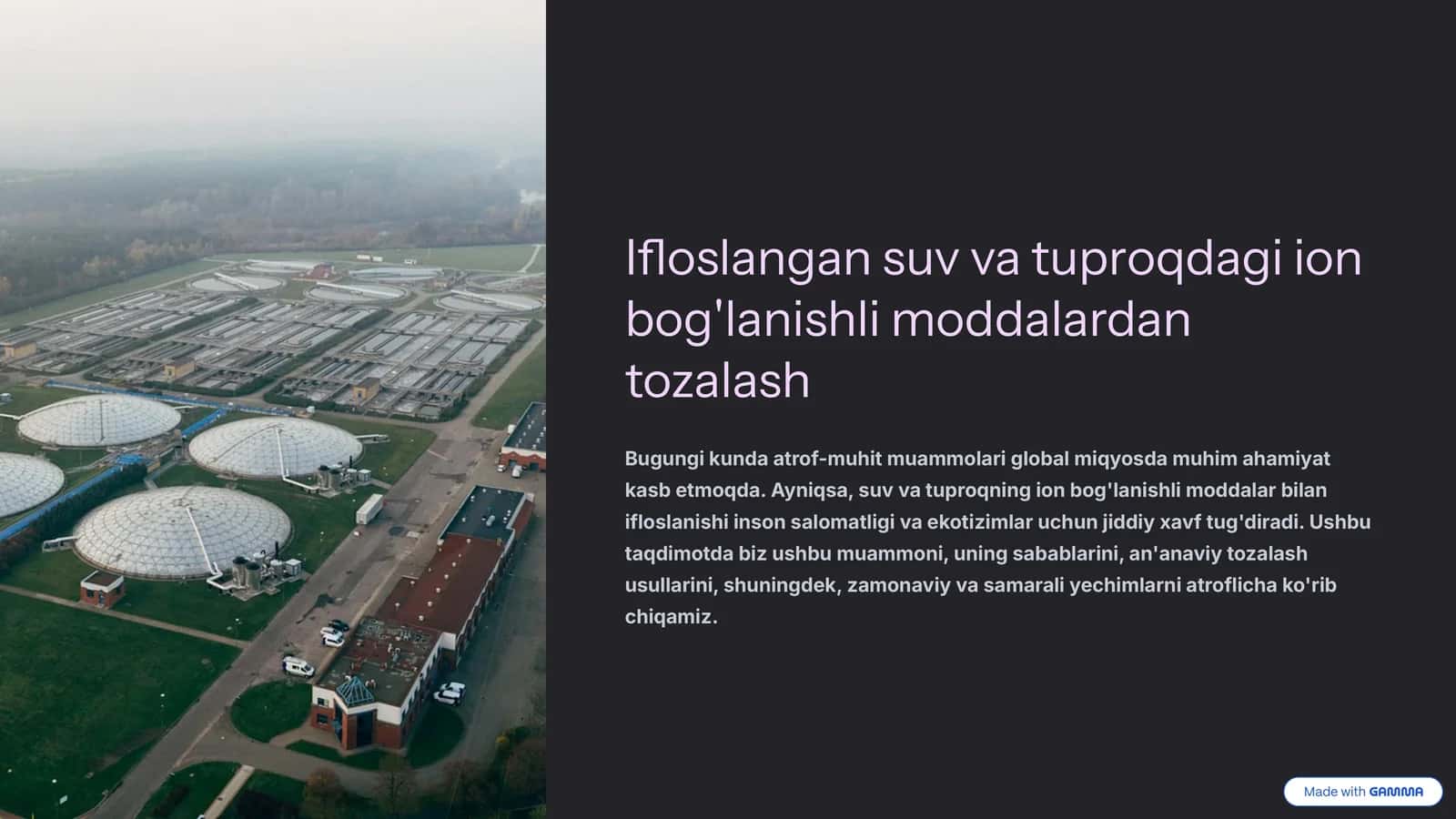 Ifloslangan suv va tuproqdagi ion bog'lanishli moddalardan tozalash 1
