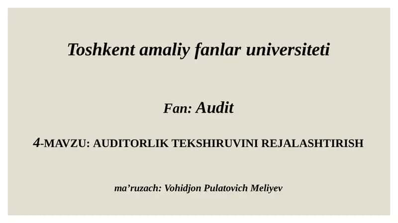 AUDITORLIK TEKSHIRUVINI REJALASHTIRISH 1