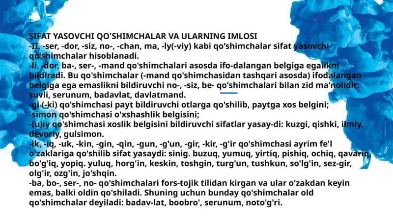 Pdf mustaqil ish, sifat mavzusi to'liq 1