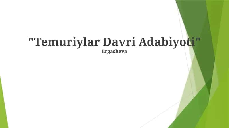Temuriylar Davri Adabiyoti 1