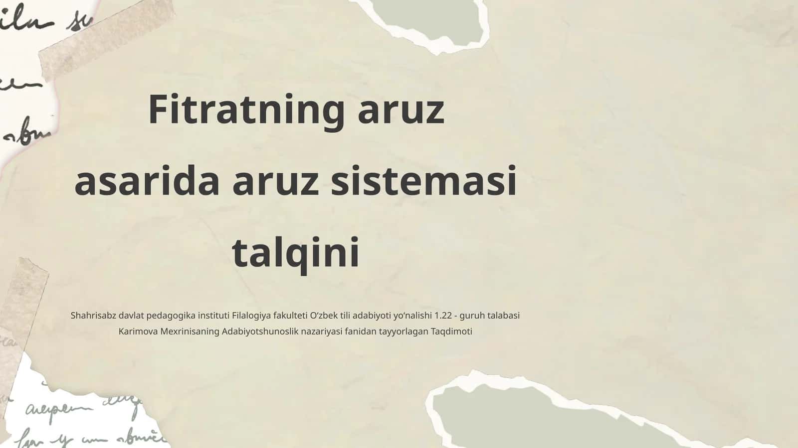 Fitratning aruz asarida aruz sistemasi talqini 1