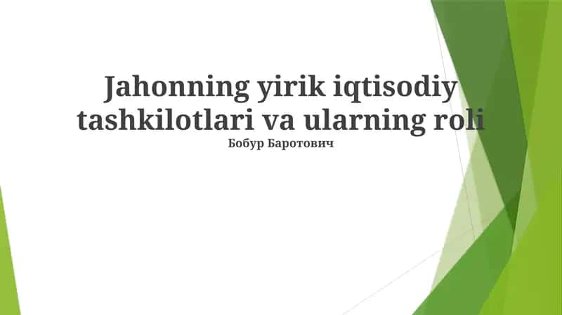 Xalqaro Moliya Tashkilotlari 1