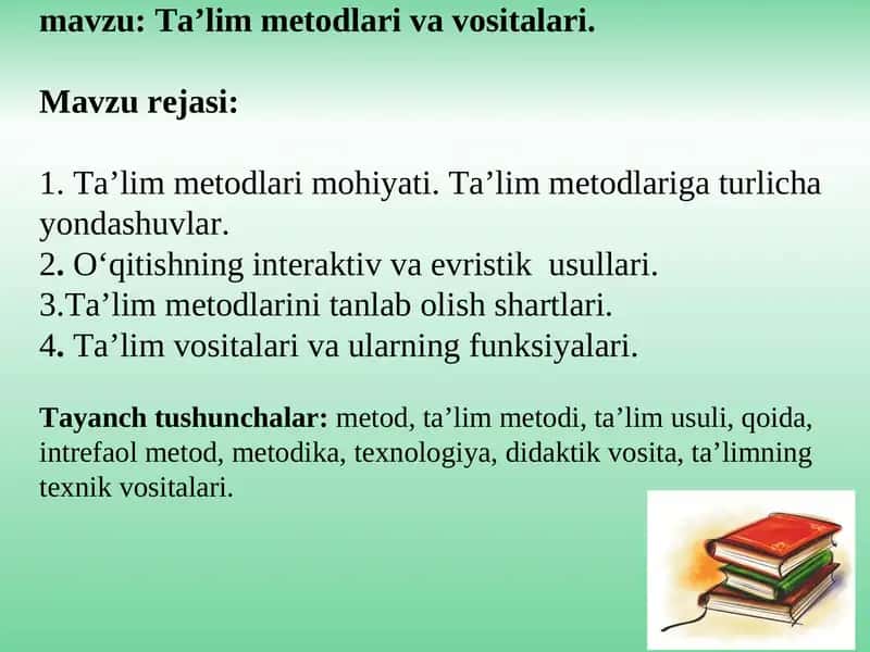 Taʼlim Metodlari va Vositalari 1