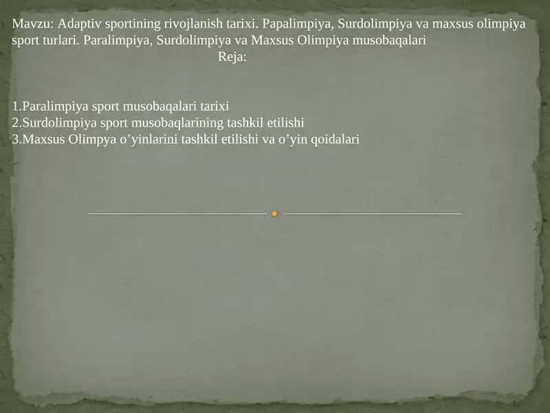 Adaptivsportining rivojlanishi tarixi 1