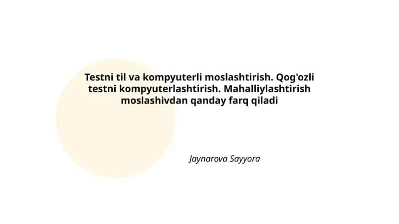 Testni til va kompyuterli moslashtirish 1