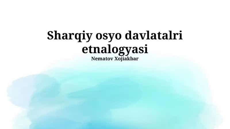 Sharqiy Osiyo Davlatlaridagi Etnik Munosabatlar 1