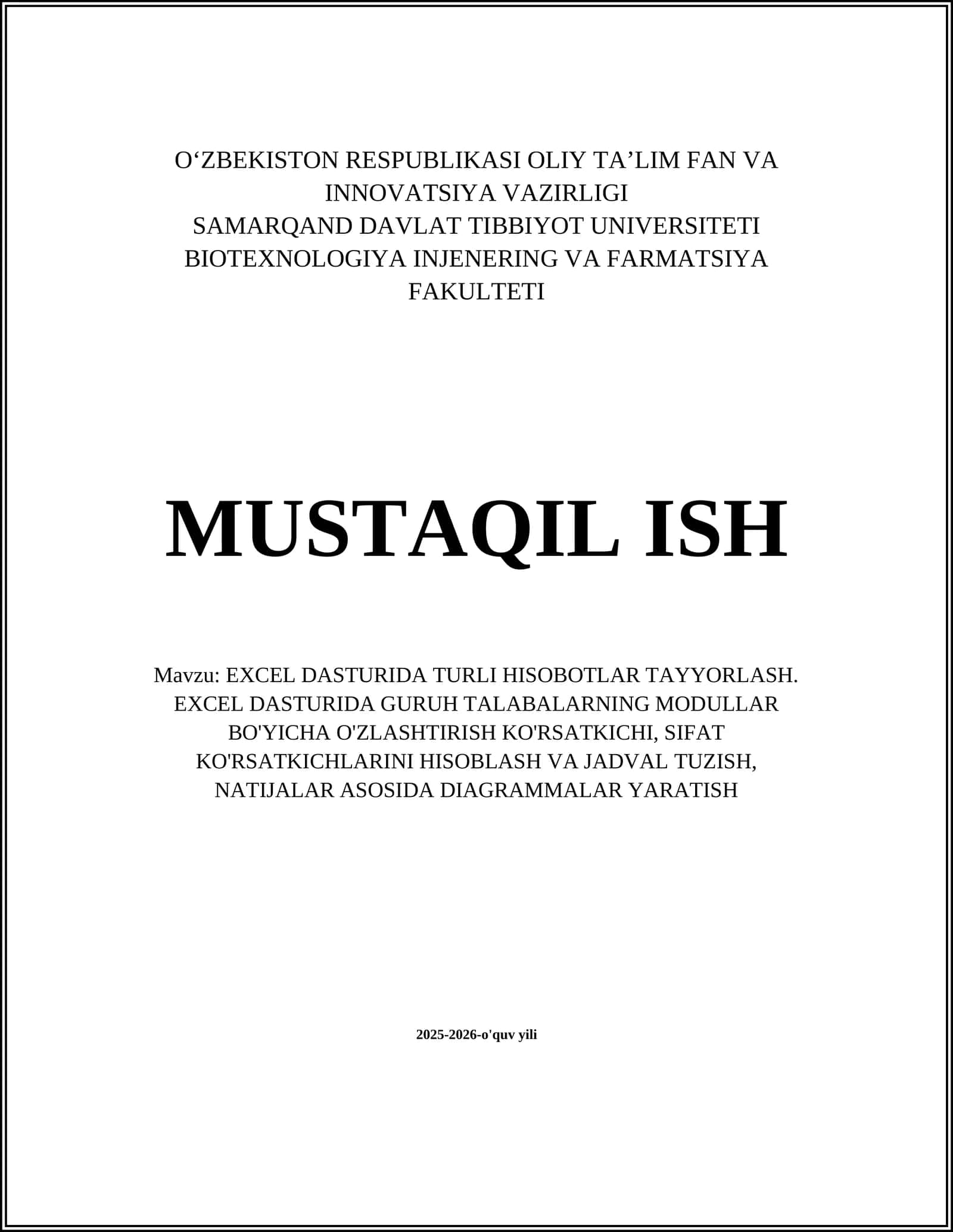 TURLI HISOBOTLAR TAYYORLASH 1