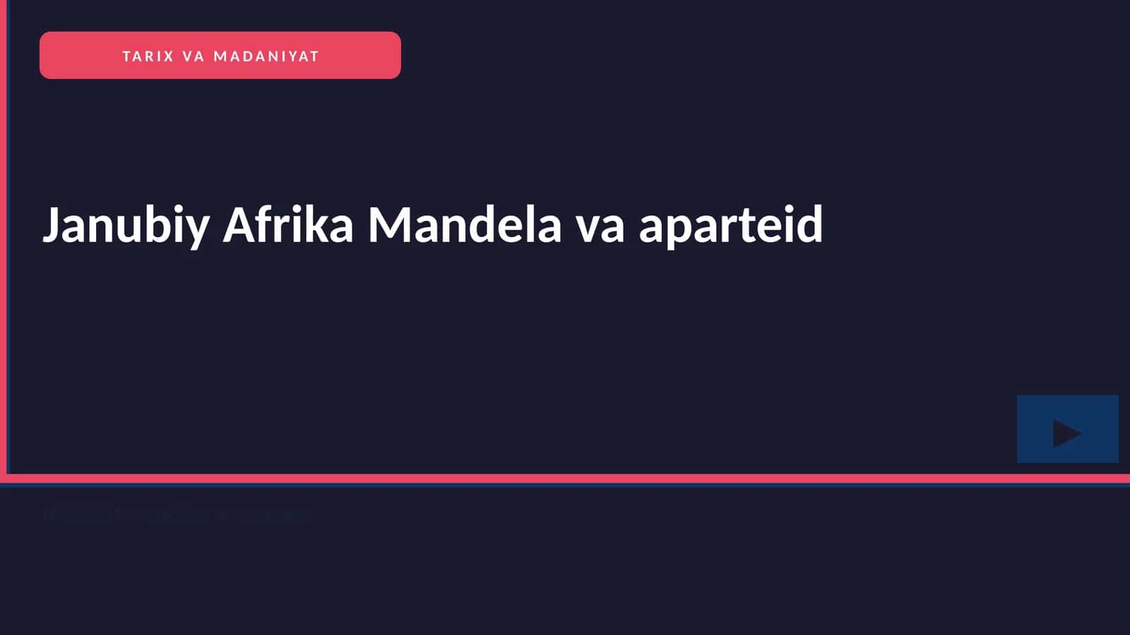 Janubiy Afrika Mandela va aparteid 1