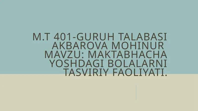 Maktabhacha yoshdagi bolalarni tasviriy faoliyati 1