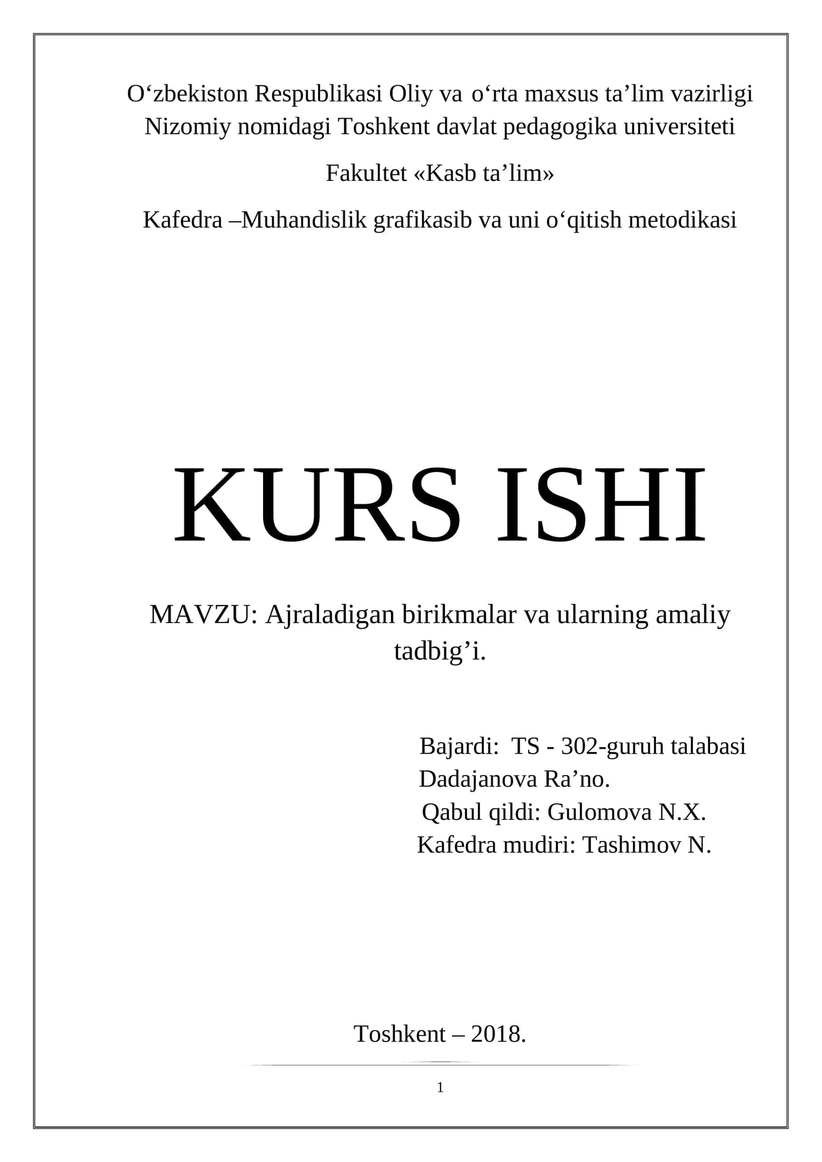 Ajraladigan birikmalar va ularning amaliy tadbig’i 1