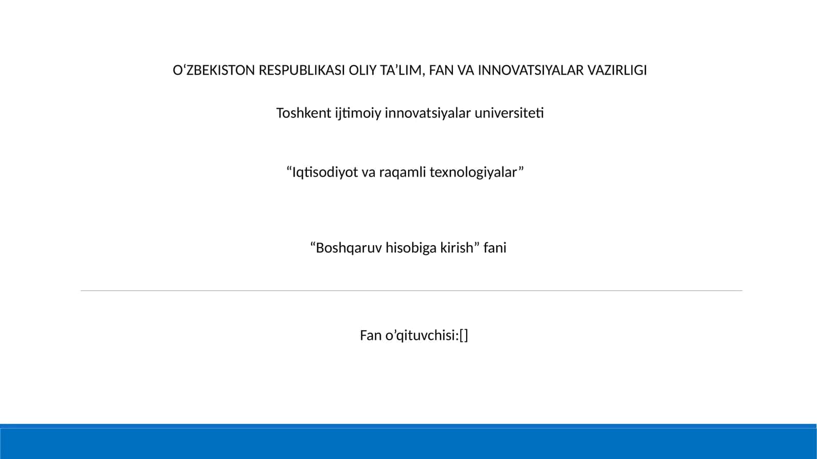 Boshqaruv hisobiga kirish 1