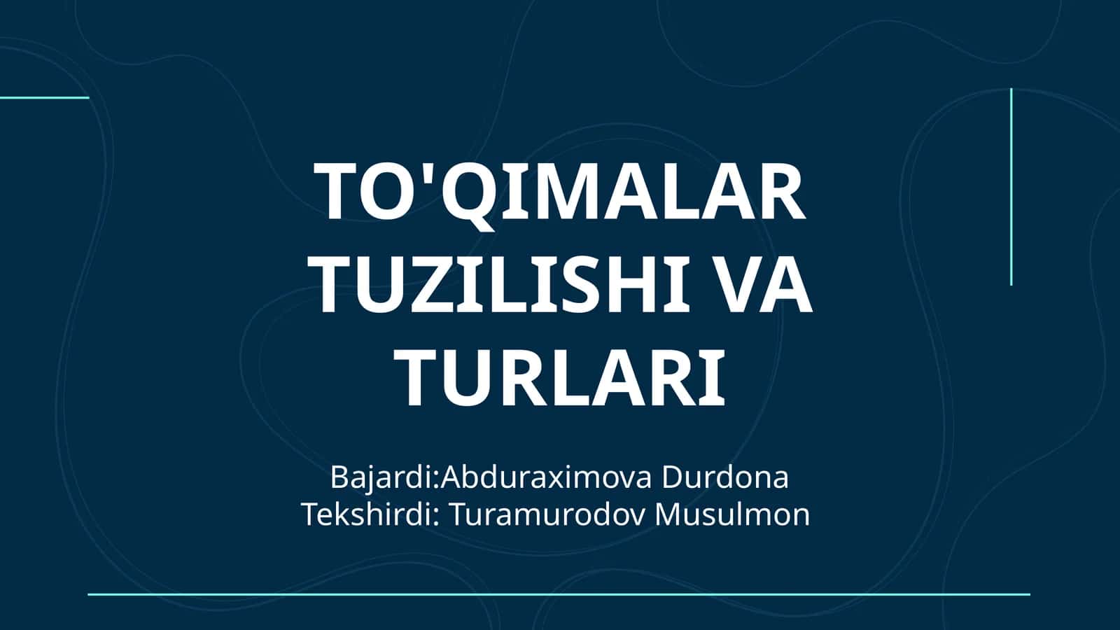 To'qimalar TUZILISHI VA TURLARI 1