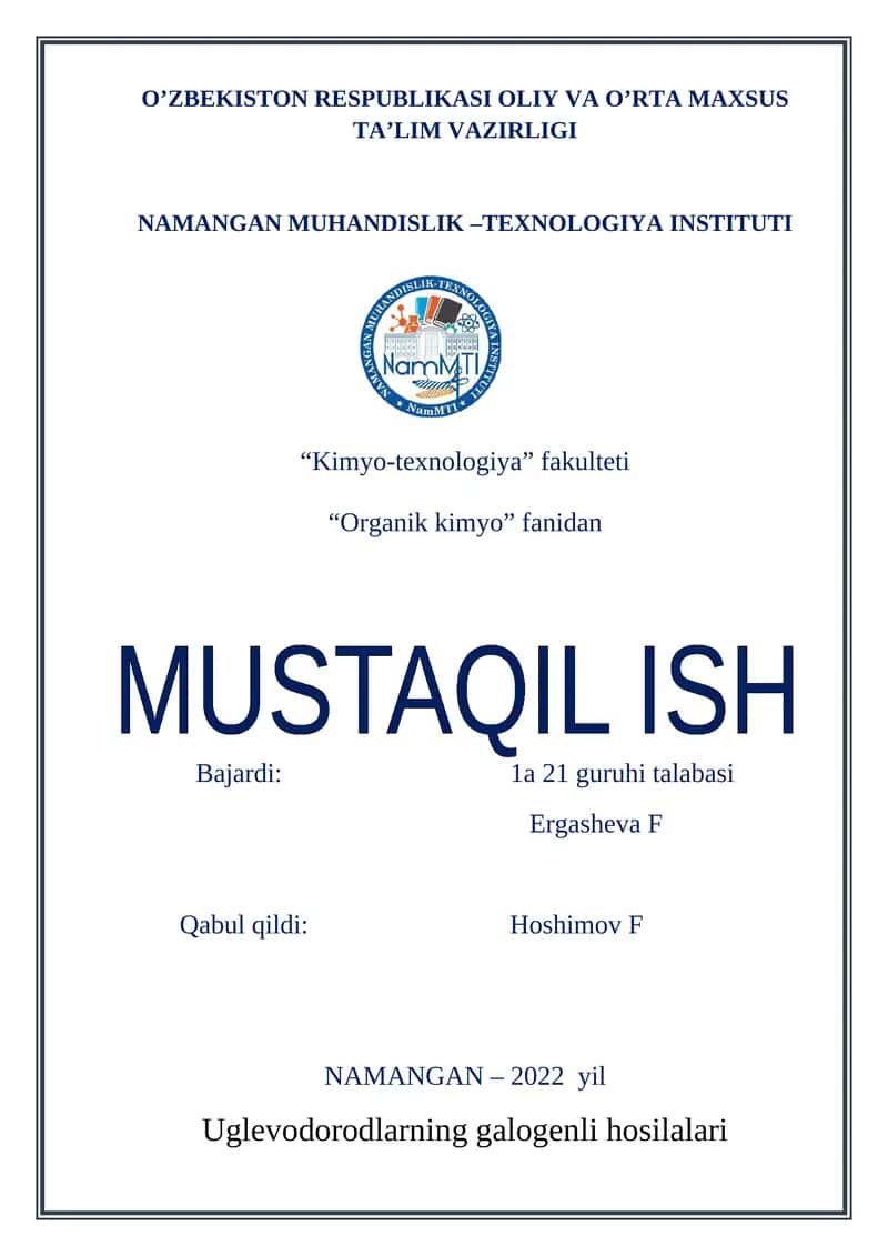 Uglevodorodlarning galogenli hosilalari 1