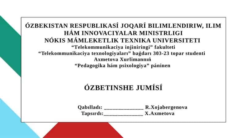 BATÍS OYShÍLLARÍNÍŃ PEDAGOGIKALÍQ QARAWLARÍ 1
