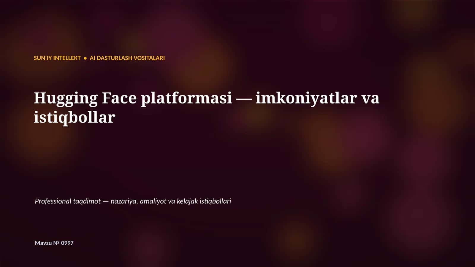 SUN'IY INTELLEKT • AI DASTURLASH VOSITALARI 1