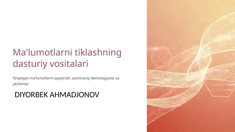 Ma'lumotlarni tiklashning dasturiy vositalari 1