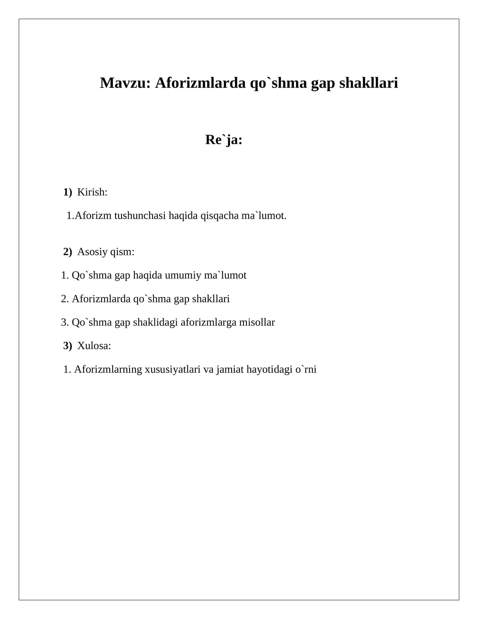 Aforizmlarda qo`shma gap shakllari 1