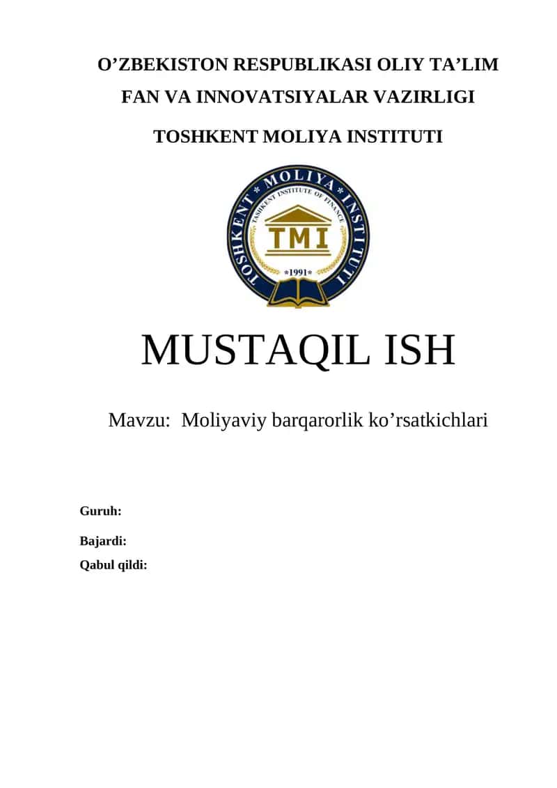 Moliyaviy barqarorlik ko’rsatkichlari 1