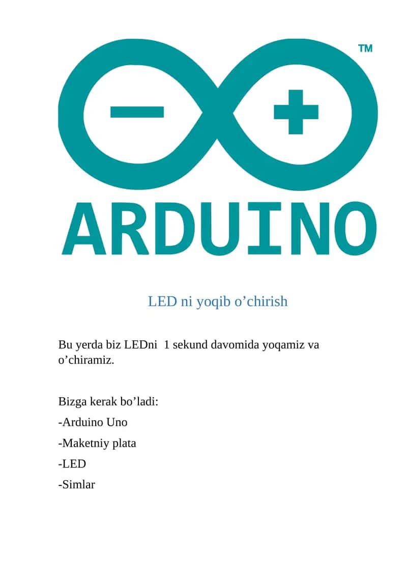 LED ni yoqib o’chirish 1