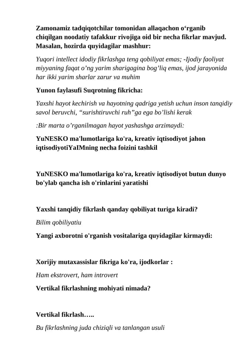 Kreativ iqtisodiyot 1