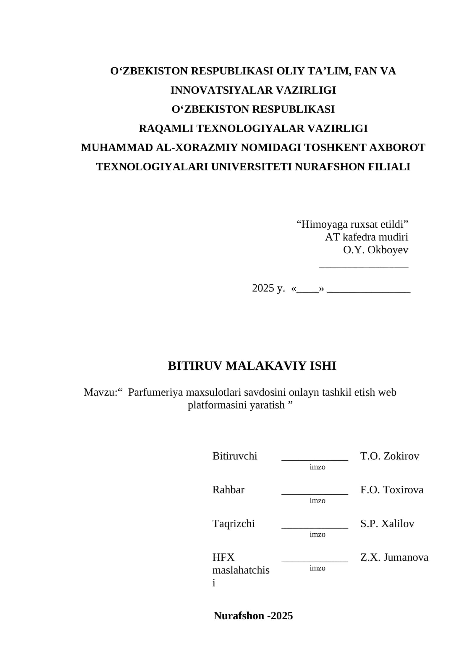 Parfumeriya maxsulotlari savdosini onlayn tashkil etish web platformasini yaratish 1