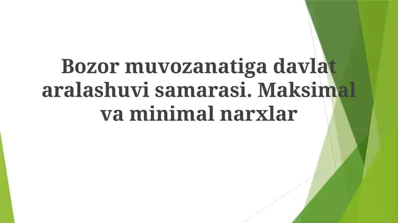 Bozor muvozanati va uning buzilishi 1
