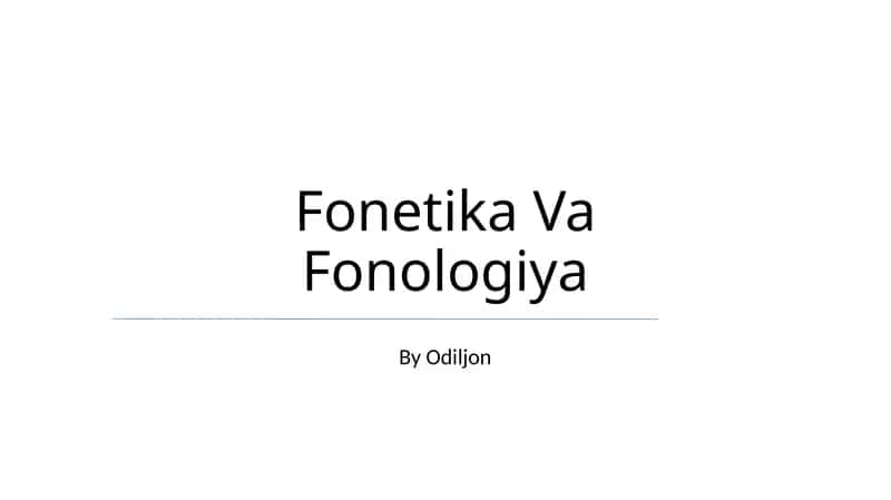 Fonetika Va Fonologiya 1