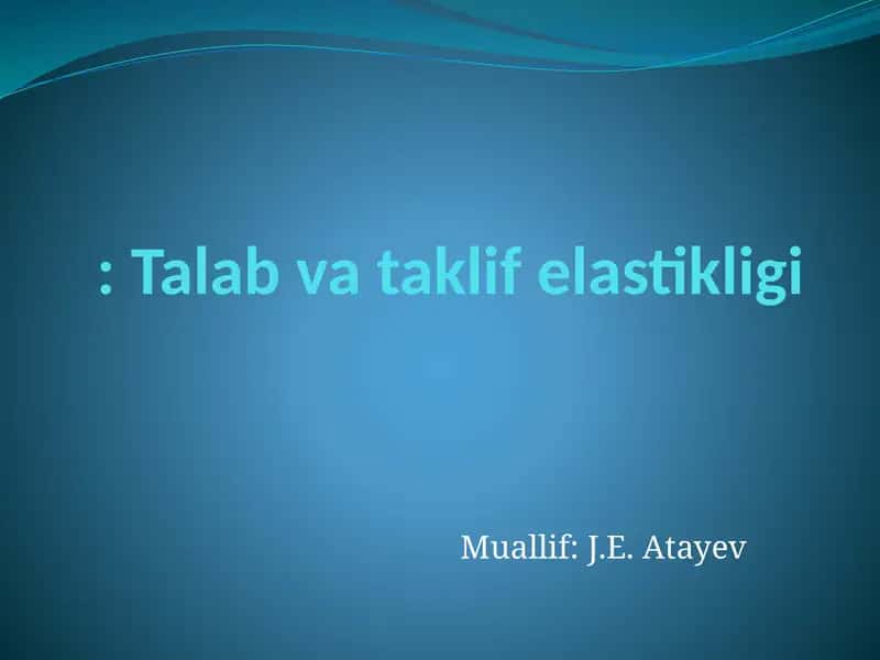Talab va taklif elastikligi 1