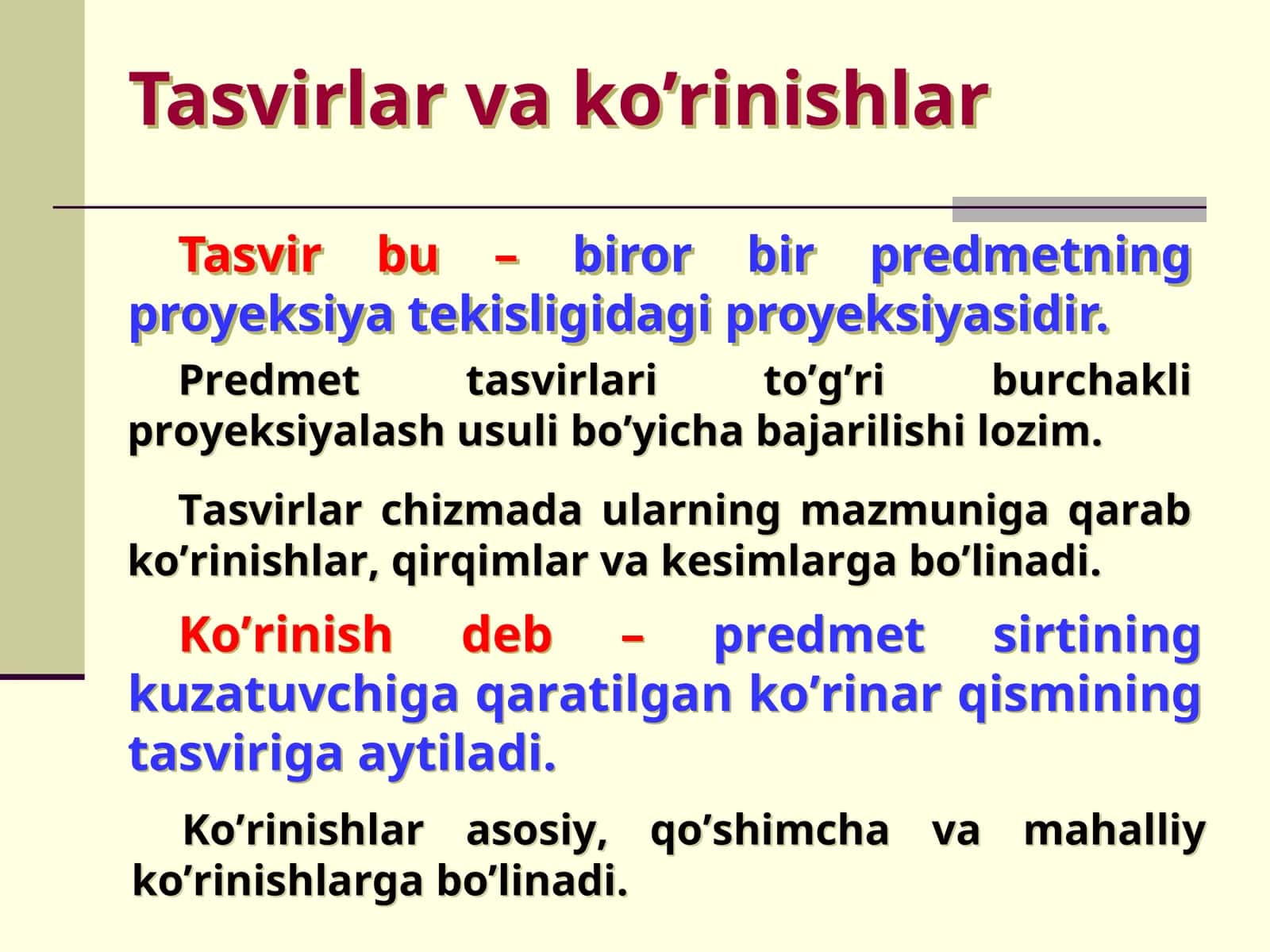 Tasvirlar va ko’rinishlar 1