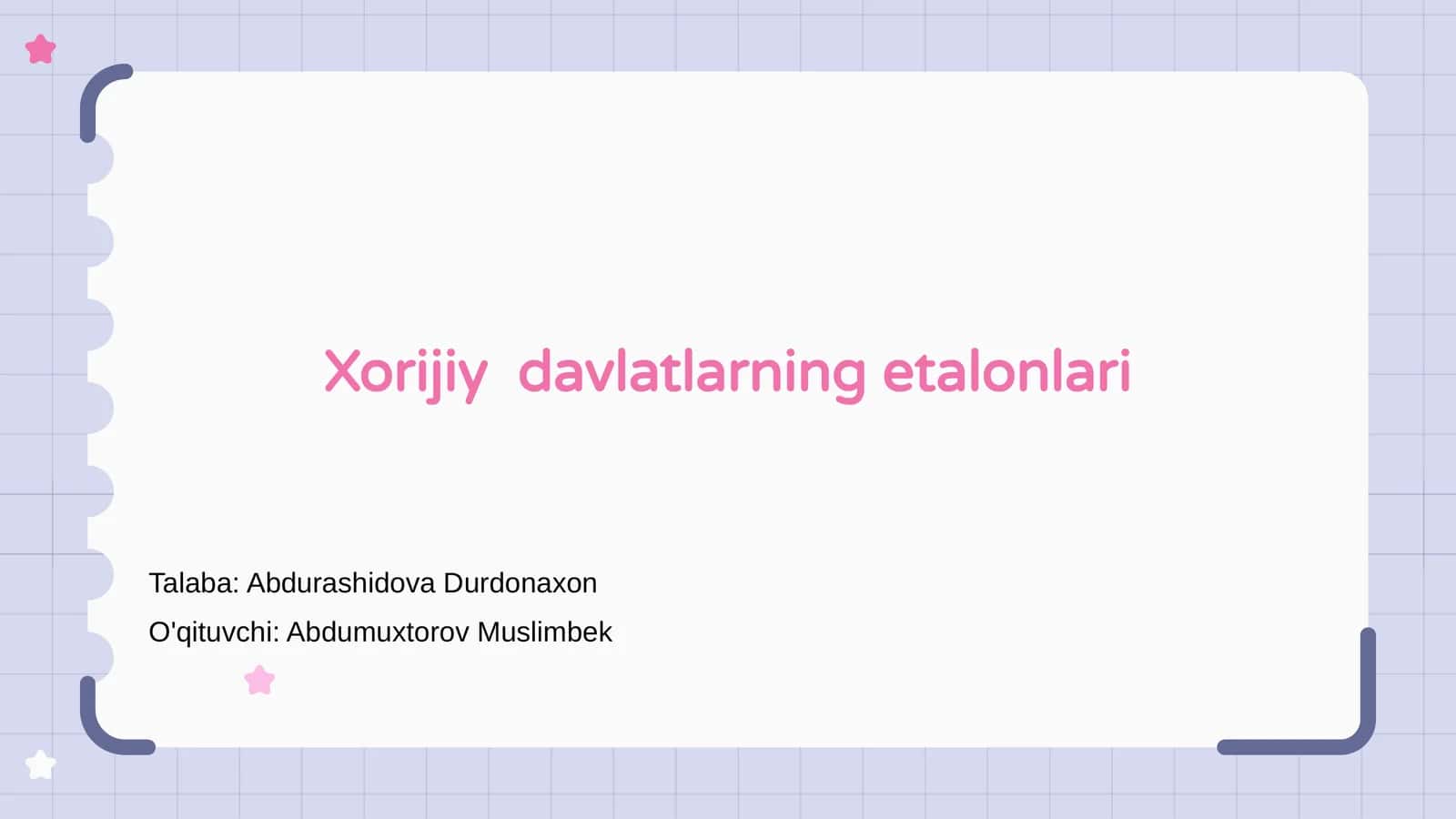 Xorijiy davlatlarning etalonlari 1