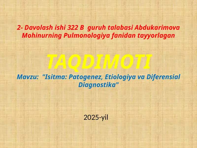 Isitma: Patogenez, Etiologiya va Diferensial Diagnostika 1