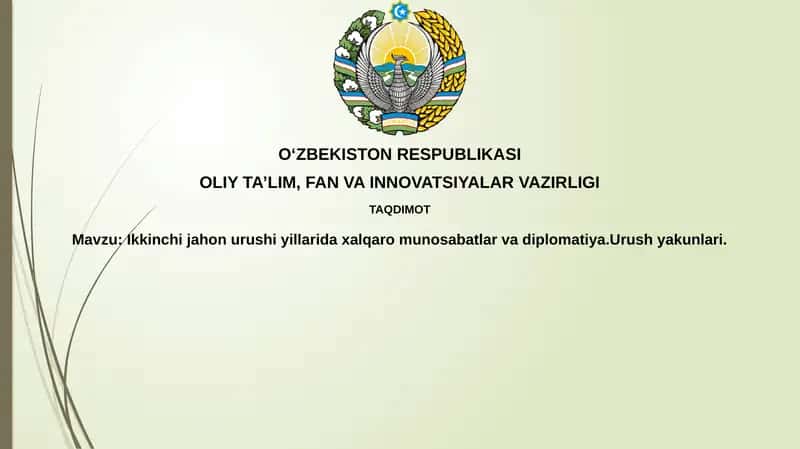 Ikkinchi Jahon urushidagi diplomatiya va xalqaro munosabatlar 1