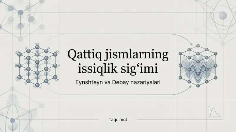 Qattiq jismlarning issiqlik sigtimi. Eynshteyn va Debay nazariyalari. 1