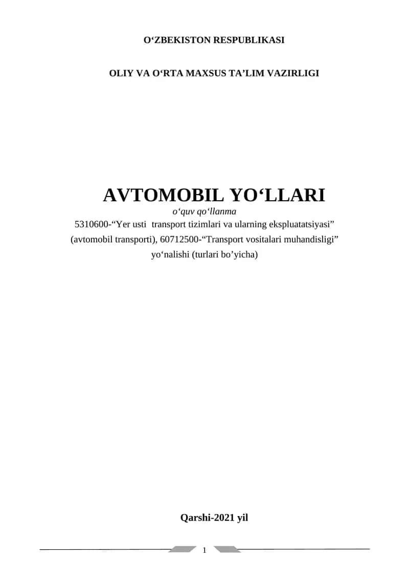 AVTOMOBIL YO‘LLARI 1