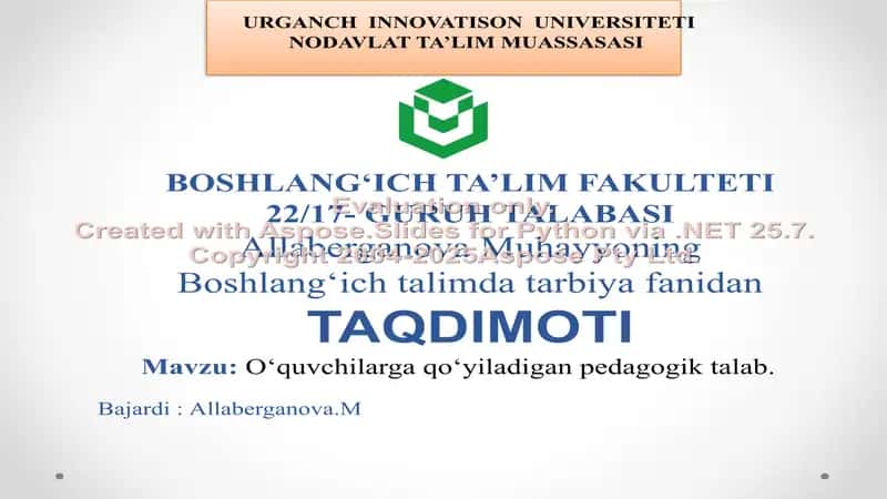 O‘QUVCHILARNI O'RGANISH METODIKASI 1
